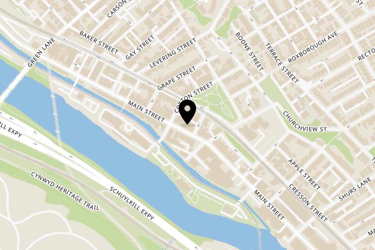Map showing the location of Main Street Pho on 4307 Main St in Philadelphia
